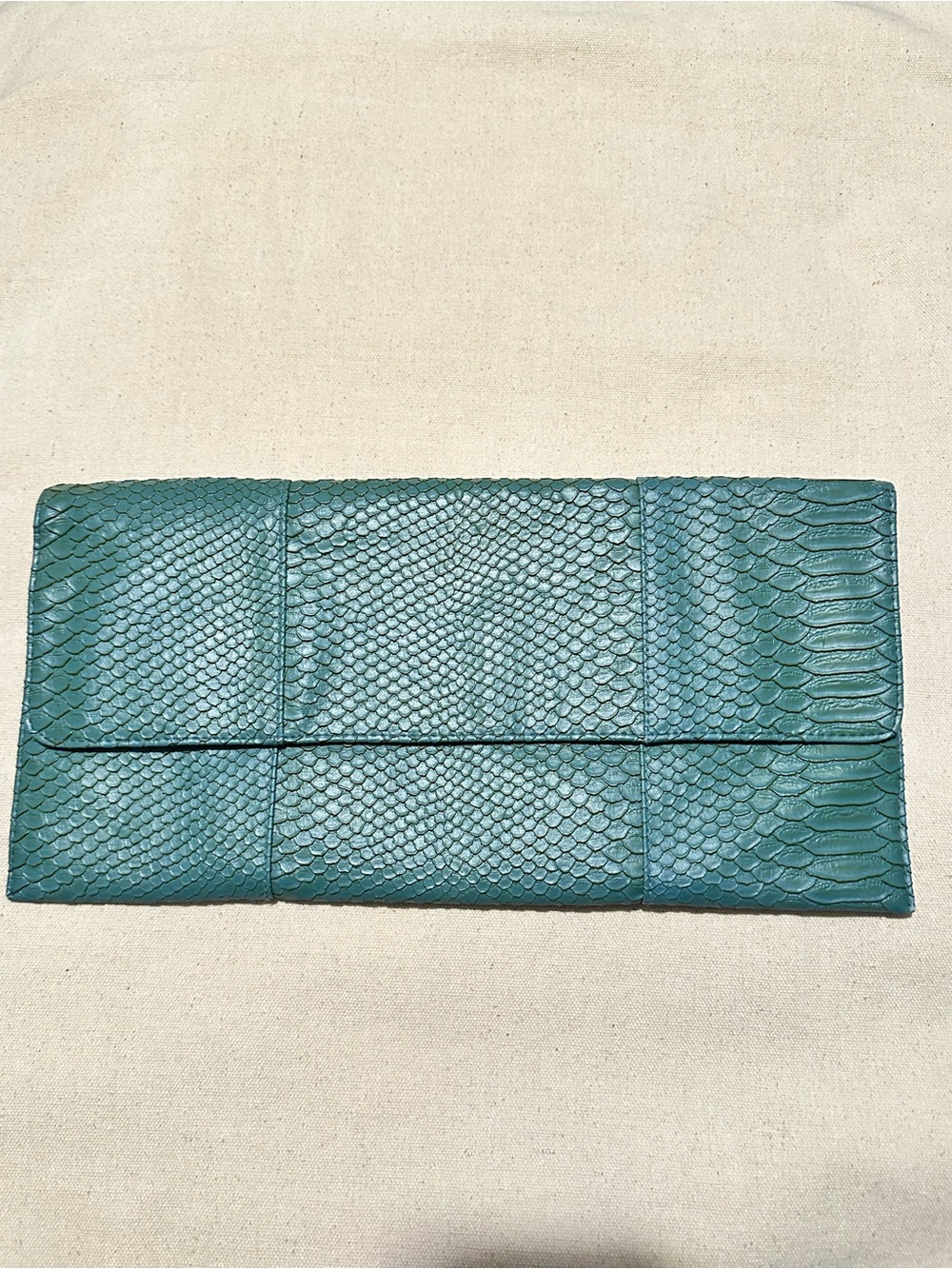 Jessica McClintock | Bag | Jessica McClintock Teal Snake-Embossed Clutch
